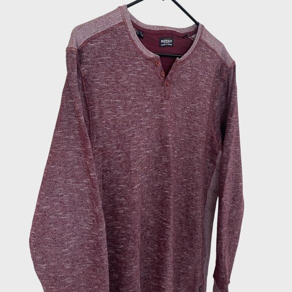 Buffalo David Bitton Katana Henley Shirt Men's Large Red Long-Sleeve Pullover - Picture 4 of 12